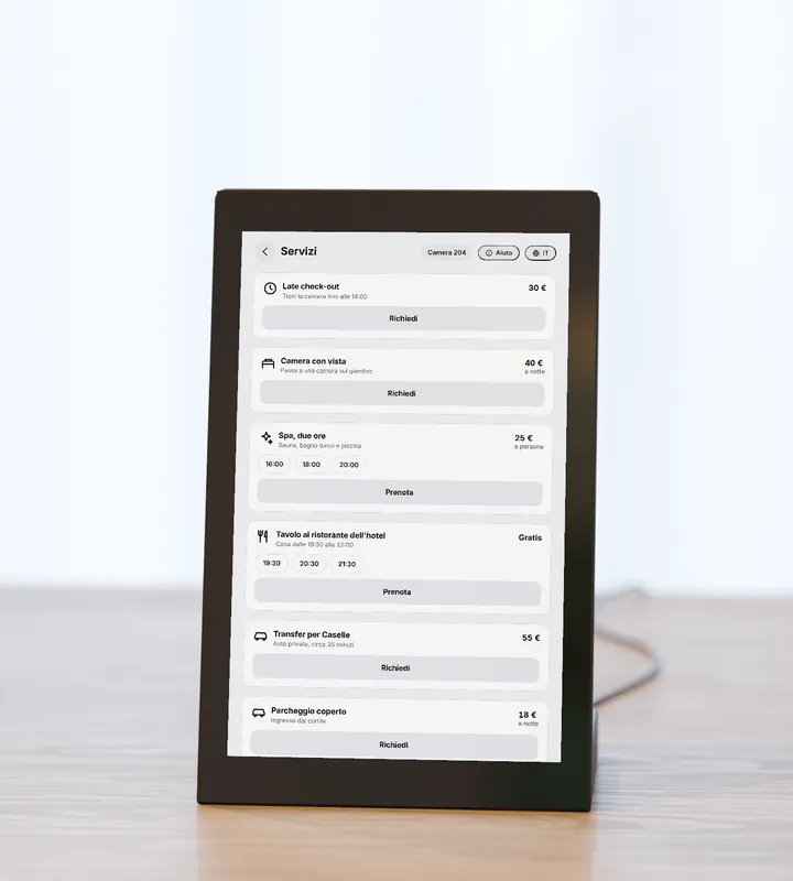 Display in camera: I servizi in più, prenotati da soli